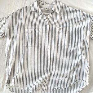 Madewell Black and White Striped Button-Up Shirt